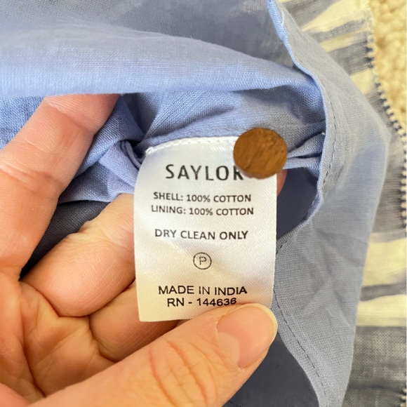 SAYLOR Zinnia Indigo blue ruffle ikat mini dress size Small NWOT - Picture 7 of 11